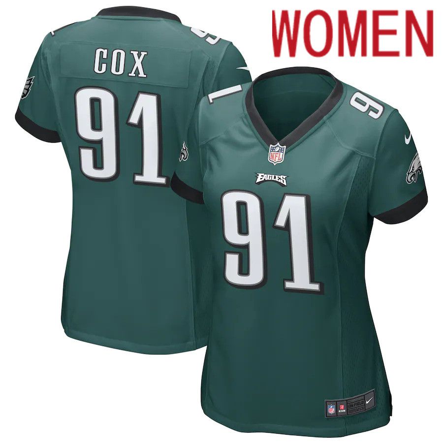 Women Philadelphia Eagles #91 Fletcher Cox Nike Green Game NFL Jersey->women nfl jersey->Women Jersey